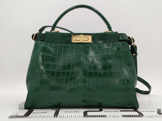 FENDI Exotic Leather Croco Matte 2-Way Bag