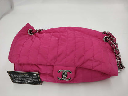 CHANEL Mademoiselle Nylon Chain Shoulder Bag, Pink, No. 16