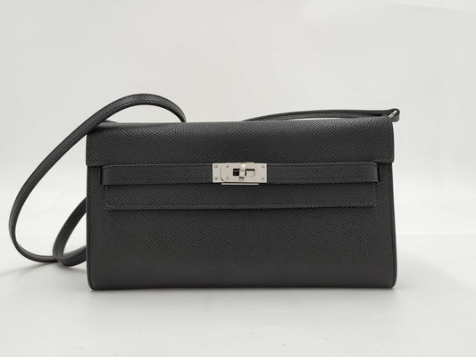 HERMES Kelly To Go Epson Black Shoulder Bag