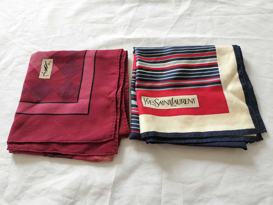 (10462_0316) SAINT LAURENT Silk Scarf Saint Laurent 2 Pieces Scarf