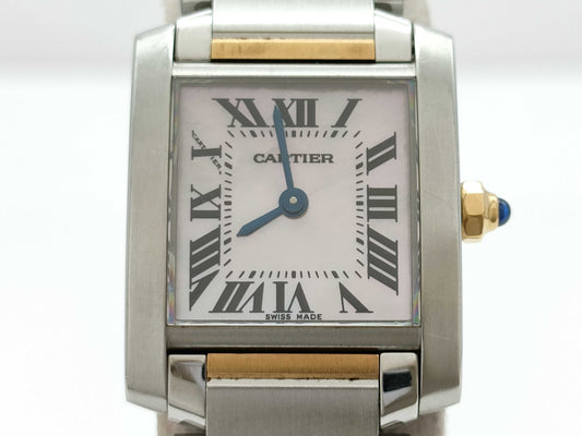 Cartier Tank Française SM W51027Q4 2384800592UF Pink Shell Dial Quartz Women's Watch