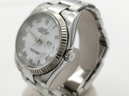 ROLEX 116234 D956349 White Roman Men's Watch