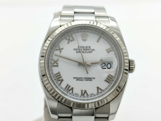 ROLEX 116234 D956349 White Roman Men's Watch