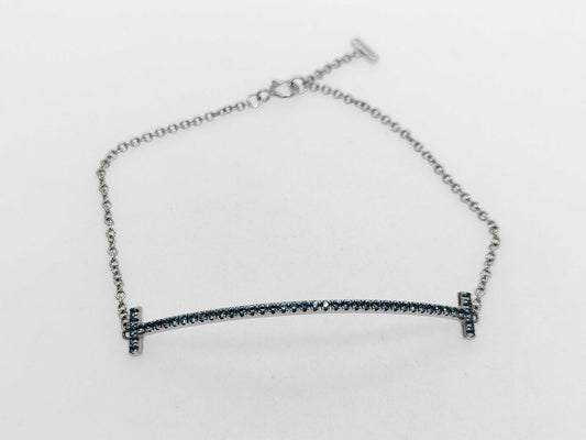 Tiffany & Co. T Smile Small Blue Topaz WG 750 2.7g Bracelet/Bangle 