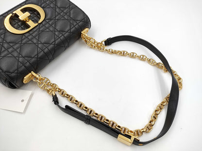 Dior Lady Dior Chain Shoulder Bag, Black, Caro Cannage, 20cm
