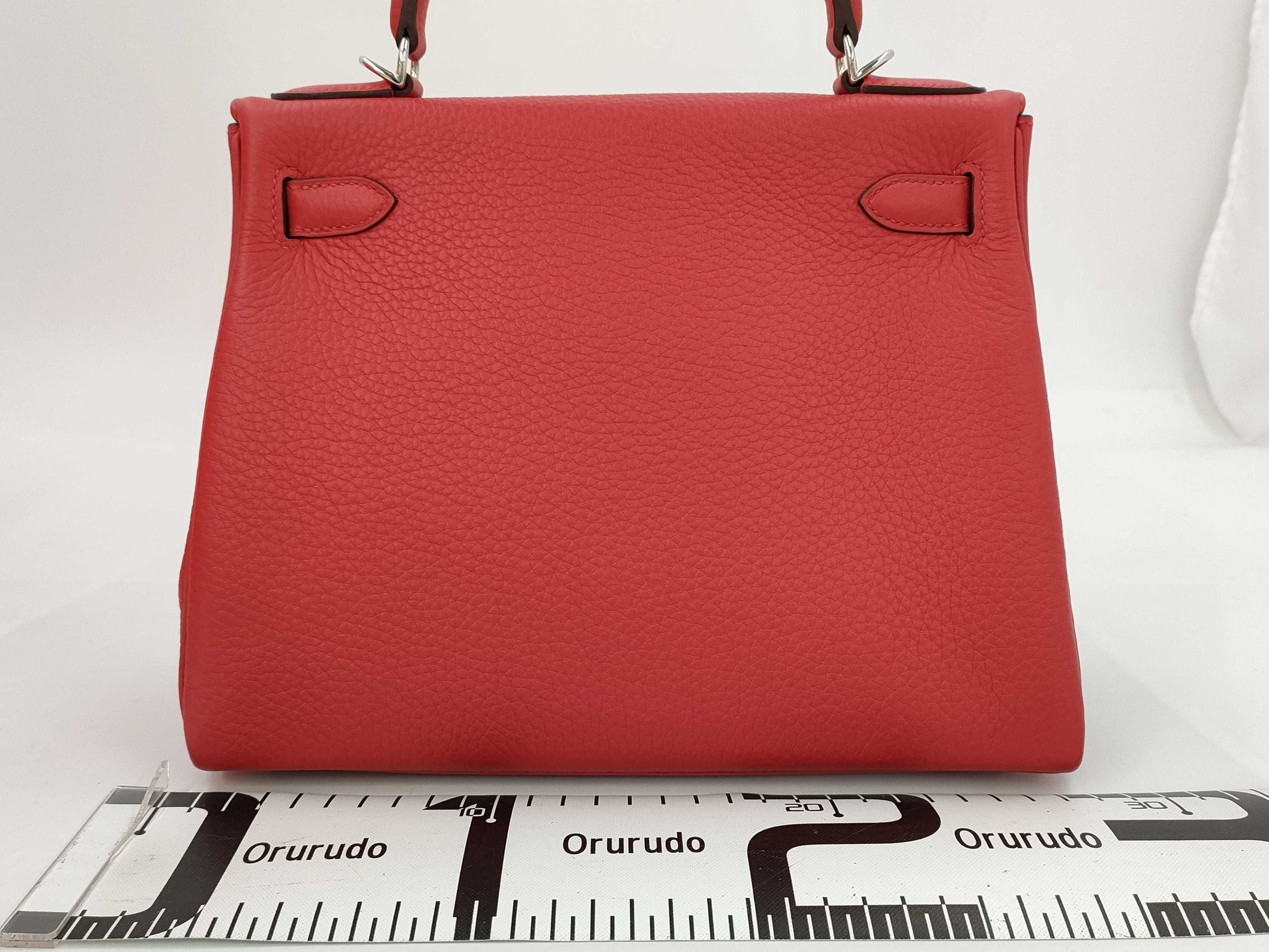 HERMES Kelly Kelly 28 Red with Silver Hardware and K Stamp