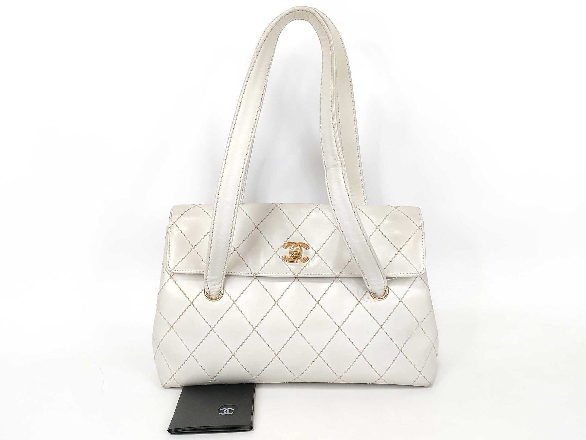 CHANEL Wild Stitch Leather/Coco Mark/Tote Shoulder Bag