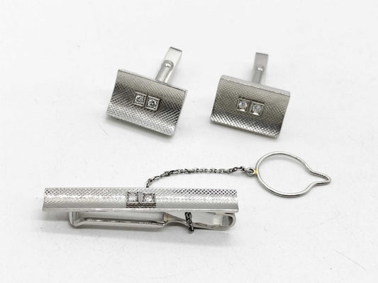 3-piece diamond PT900/PT850 23.1g Tie pin / cuff 