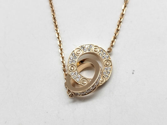 Cartier Love Circle Diamond Necklace in PG and Au750, 5.8g 
