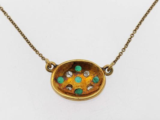 Emerald and Diamond 750 3.8g Necklace 