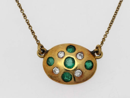 Emerald and Diamond 750 3.8g Necklace 