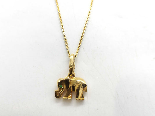 Cartier Candy Elephant Emerald Necklace in Yellow Gold 750, 6.3g 