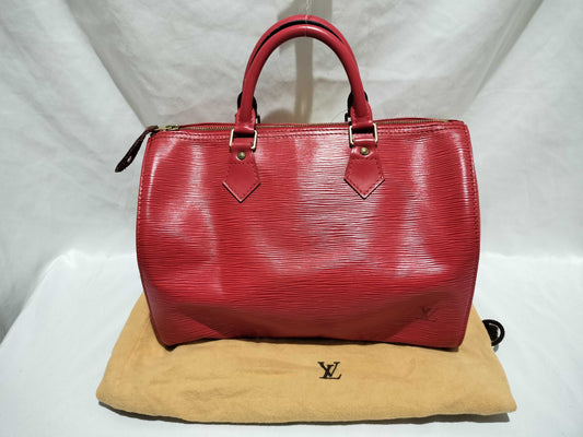 LOUIS VUITTON Epi Speedy 30 Red Handbag