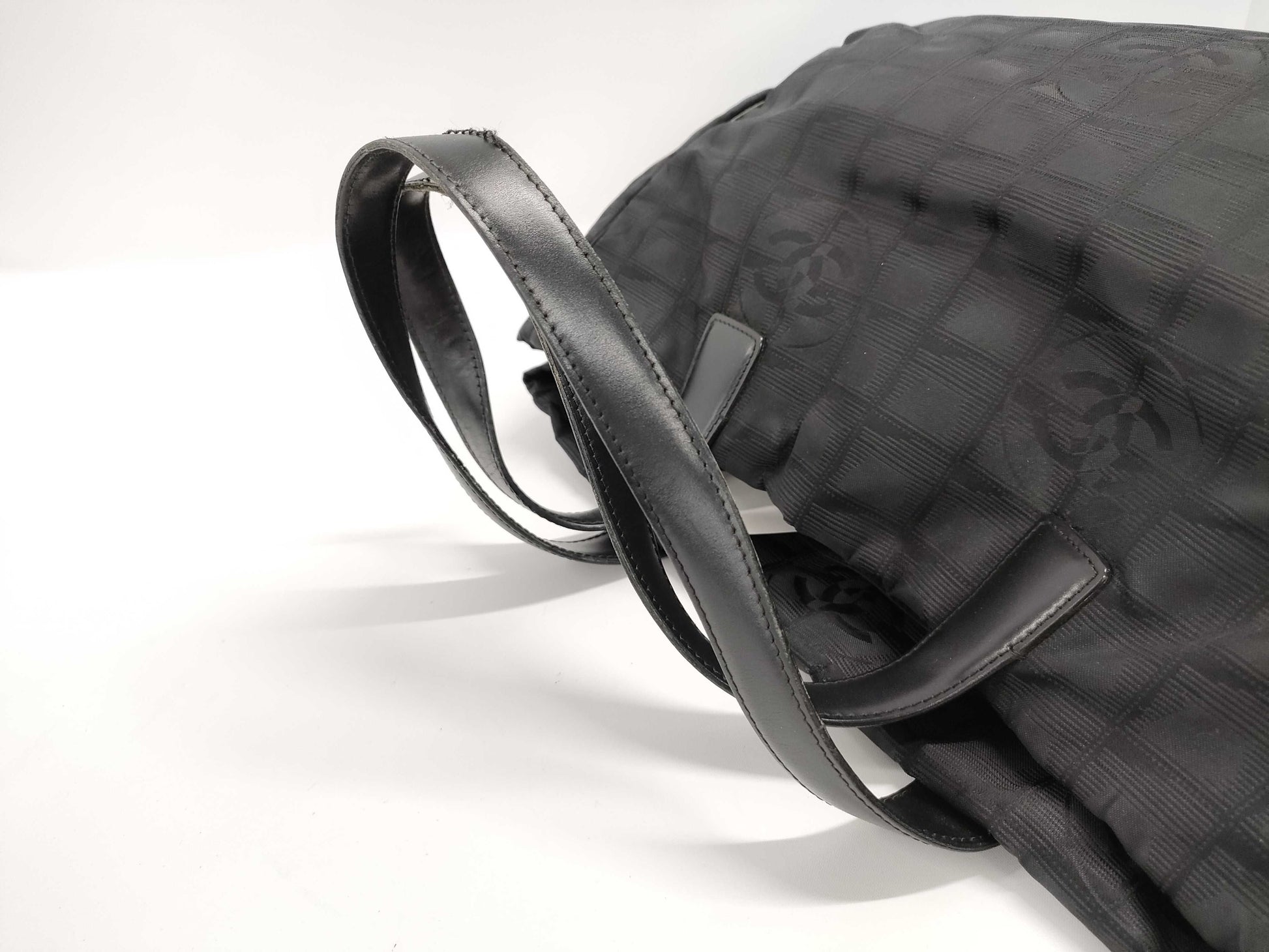 CHANEL New Travel Line Nylon x Leather Tote Bag Black