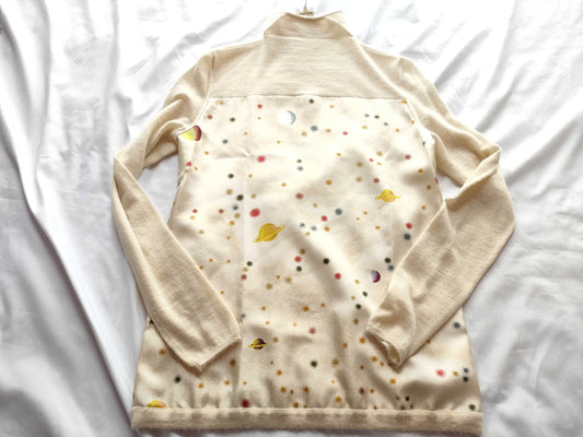 (10462_0076) HERMES Margiela Twill Silk Switch Knit Star Top