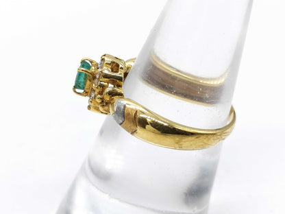 Emerald and Diamond K18/Pt900 3.8g Ring 
