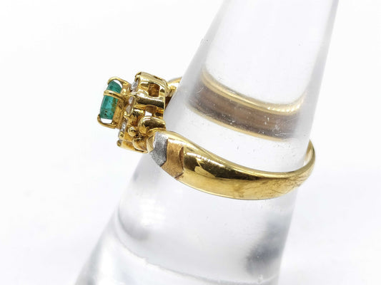 Emerald and Diamond K18/Pt900 3.8g Ring 