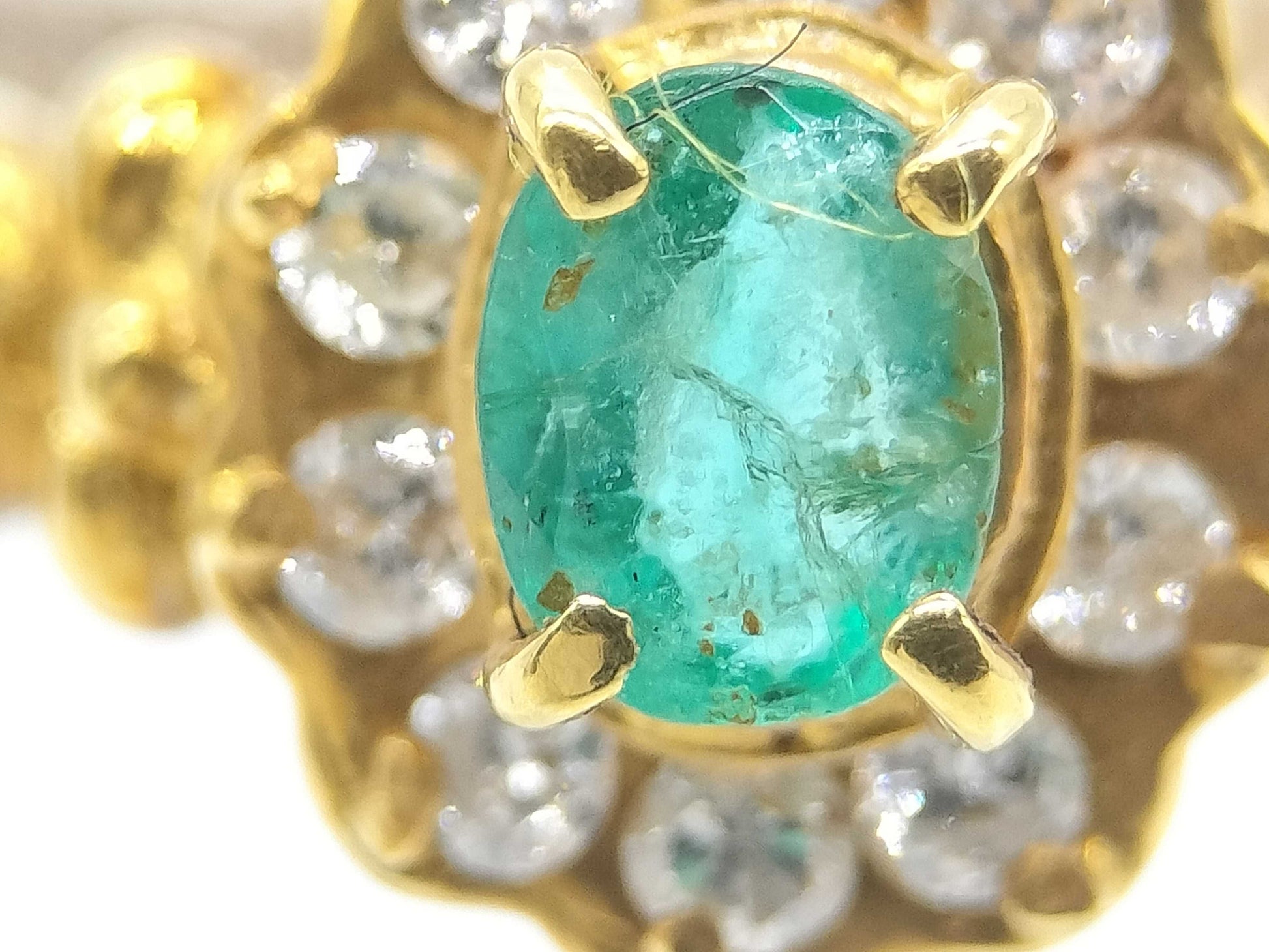 Emerald and Diamond K18/Pt900 3.8g Ring 