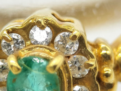 Emerald and Diamond K18/Pt900 3.8g Ring 