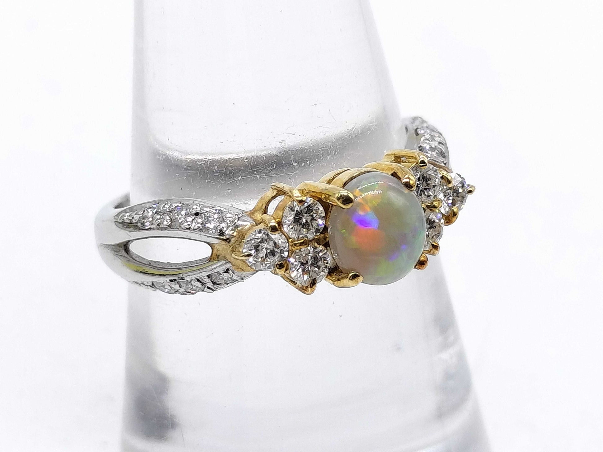 Opal D0.44ct PT900/K18 4.2g Ring 