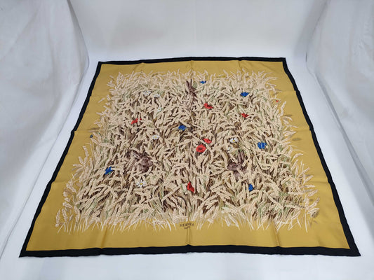 (10462_0082) HERMES Carre 90 Rabbit Wheat Scarf