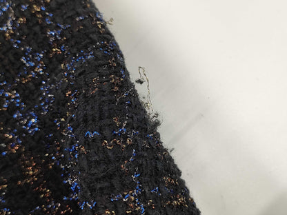 CHANEL Black and Blue Lame P71761 Tweed Jacket Size 34 Jacket