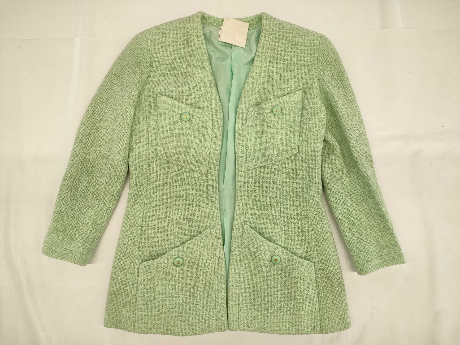 CHANEL Coco Mark Jacket, Light Green, Size 38