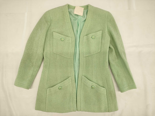 CHANEL Coco Mark Jacket, Light Green, Size 38