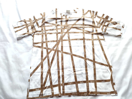 (10462_0074) HERMES Boldic Ribbon White/Brown T-Shirt