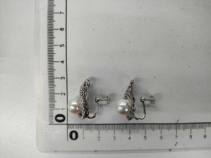 Akoya pearl earrings, diameter approximately 9.3mm, diamonds, Pm, 10.0g 