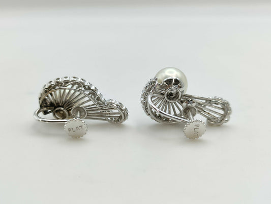 Akoya pearl earrings, diameter approximately 9.3mm, diamonds, Pm, 10.0g 