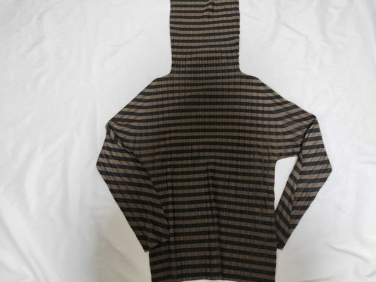 ISSEY MIYAKE Pleats Please Top Turtleneck Striped Top