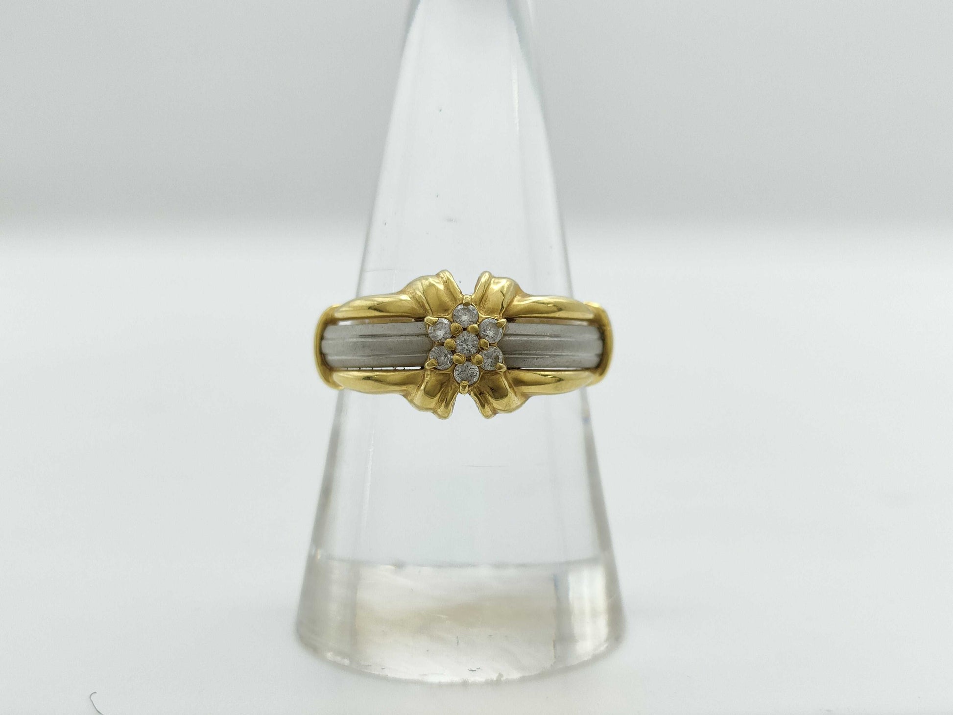 D0.12ct K18/Pt900 4.4g Ring 