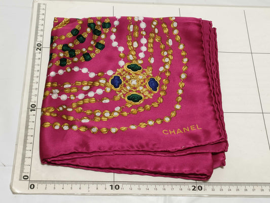 CHANEL Tagless Coco Jewelry Pattern Scarf*2