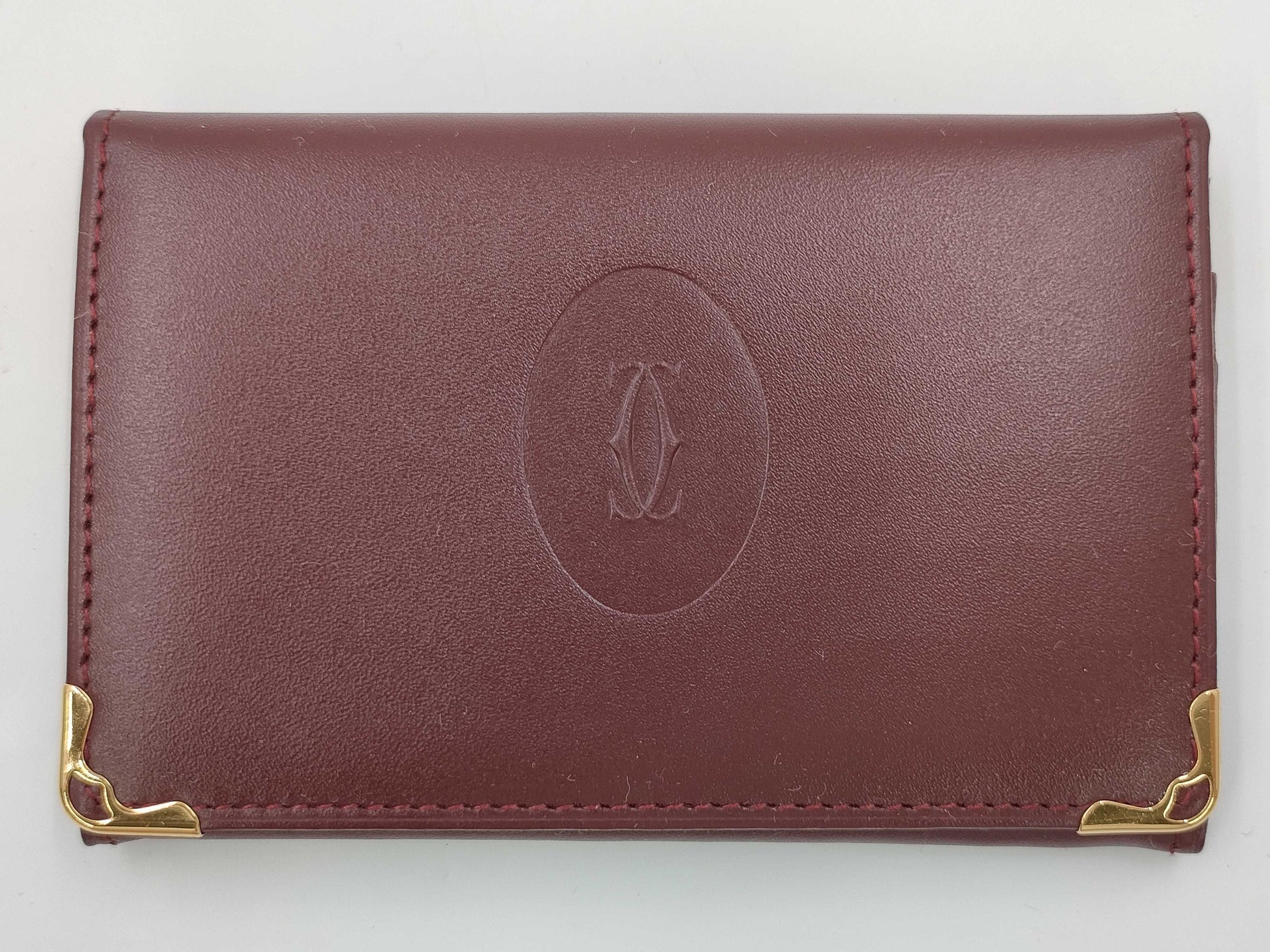 (10461_0055) Cartier Mast Mastline Card Case/Pass Case Bordeaux Unused Items with Box Card Case, Pass Case, Business Card Holder