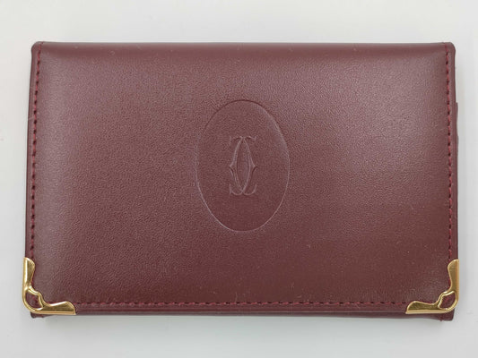 (10461_0055) Cartier Mast Mastline Card Case/Pass Case Bordeaux Unused Items with Box Card Case, Pass Case, Business Card Holder