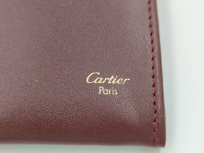 (10461_0055) Cartier Mast Mastline Card Case/Pass Case Bordeaux Unused Items with Box Card Case, Pass Case, Business Card Holder
