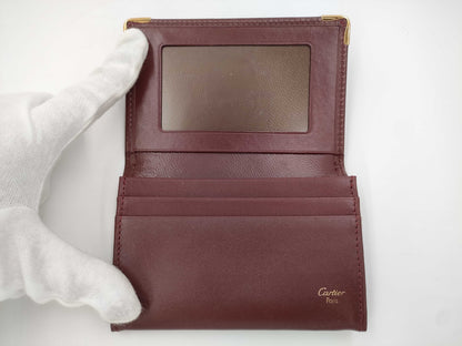 (10461_0055) Cartier Mast Mastline Card Case/Pass Case Bordeaux Unused Items with Box Card Case, Pass Case, Business Card Holder