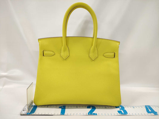 HERMES Birkin 30 D Stamp, Epsom Leather, Lime, GD Hardware, Handbag
