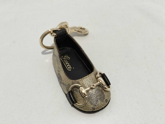 (10461_0014) GUCCI GG Horsebit Leather Shoe Motif Keychain Charm