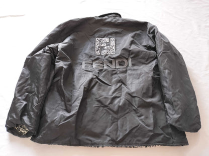 (10462_0256)▼FENDI Reversible Nylon Jacket Black x Leopard White Jacket