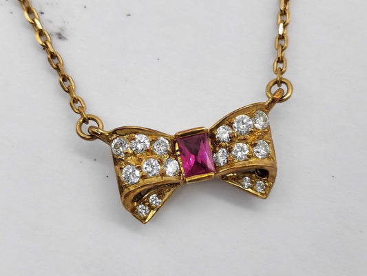 Ruby and Diamond 18K Gold 4.5g Necklace 