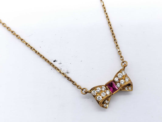 Ruby and Diamond 18K Gold 4.5g Necklace 