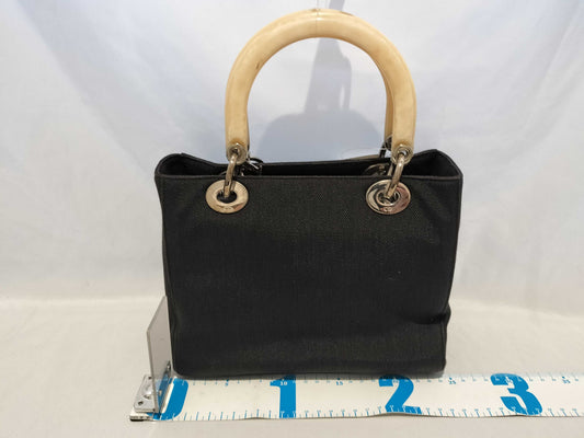 (10460_0333) Dior Lady Dior Plastic Handle ST Wool Bag