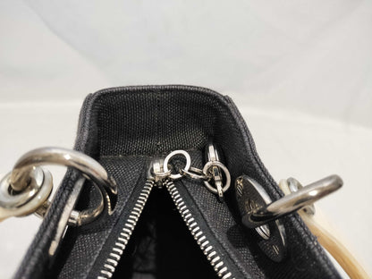 (10460_0333) Dior Lady Dior Plastic Handle ST Wool Bag