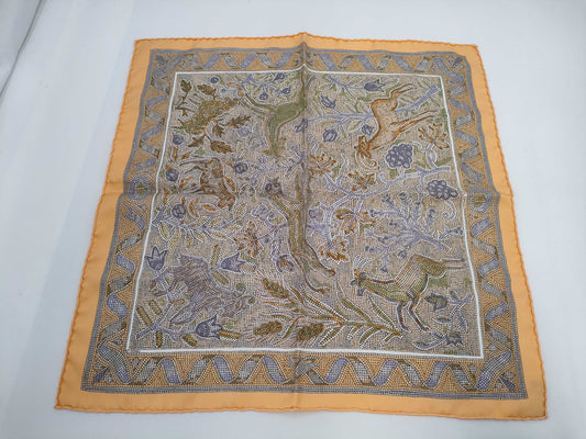 (10462_0067) HERMES Carre Petit Carre Mosaic Tile Animal Scarf