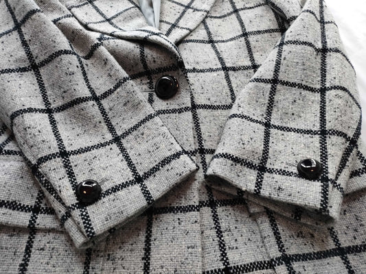 (10462_0178) Yves Saint Laurent Checkered Coat Outer Coat