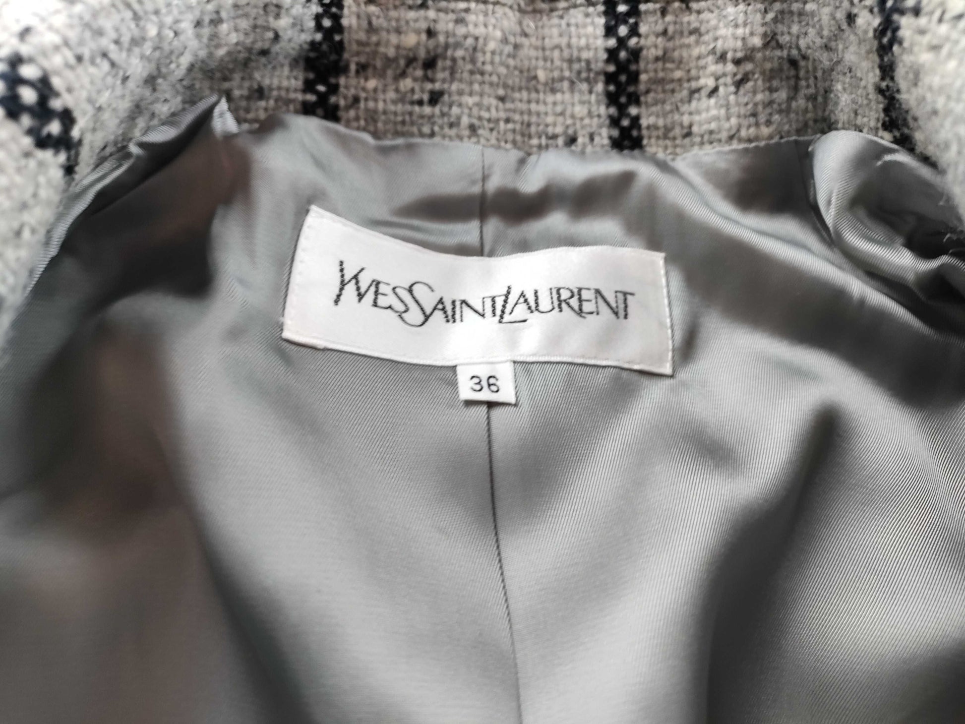 (10462_0178) Yves Saint Laurent Checkered Coat Outer Coat