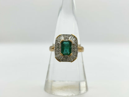Emerald and Diamond 14K Gold Ring, 4.1g 
