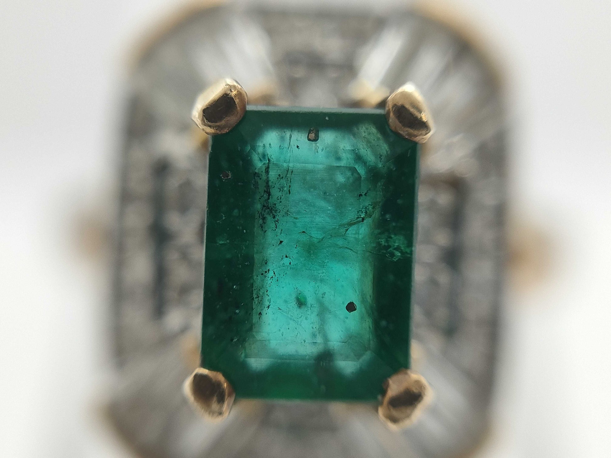 Emerald and Diamond 14K Gold Ring, 4.1g 